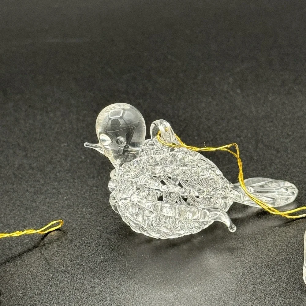 Vintage Spun Glass Christmas Ornaments Set of 5 Angel Bird‎ Star Holiday Decor